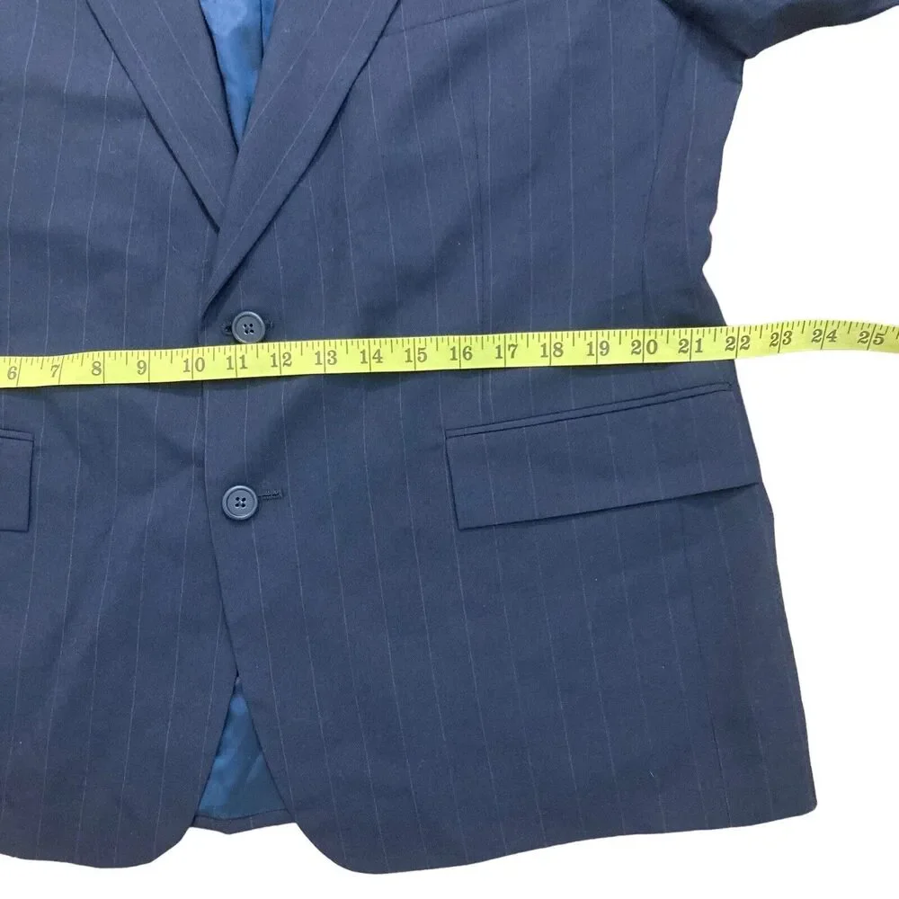 Polo Ralph Lauren Men’s Sz 42 Navy Blue Stripe Jacket Blazer 100% Wool